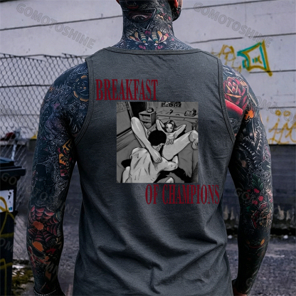 BREAKFAST OF CHAMPIONS Man Suck Girl Print Men's Tank Image - 9