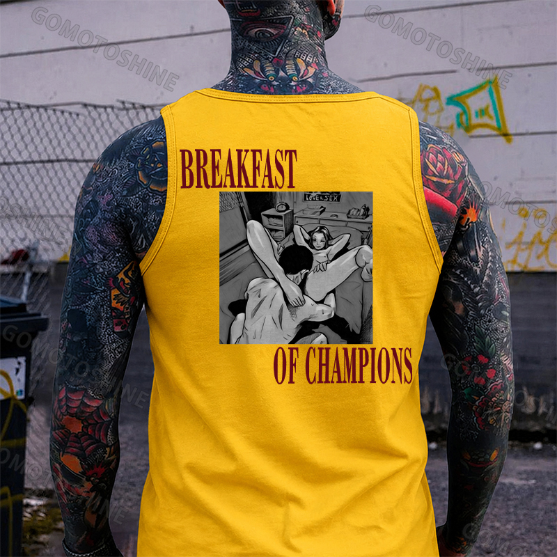 BREAKFAST OF CHAMPIONS Man Suck Girl Print Men's Tank Image - 7