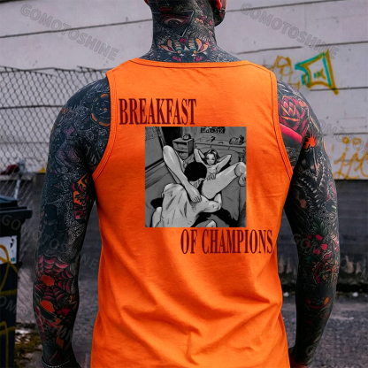 BREAKFAST OF CHAMPIONS Man Suck Girl Print Men's Tank Image - 11
