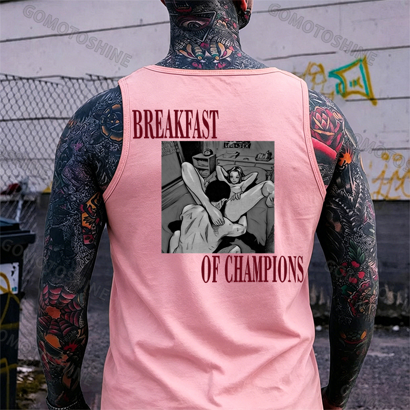BREAKFAST OF CHAMPIONS Man Suck Girl Print Men's Tank Image - 12