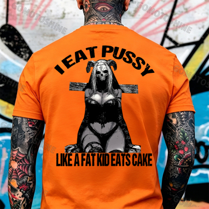 I EAT PUSSY LIKE A FAT KID EATS CAKE Sexy Devil Lady Print Men's T-shirt Image - 13