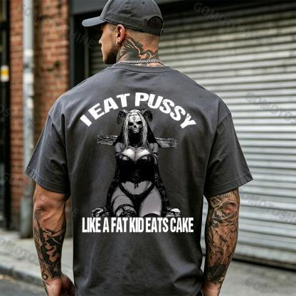 I EAT PUSSY LIKE A FAT KID EATS CAKE Sexy Devil Lady Print Men's T-shirt Image - 14