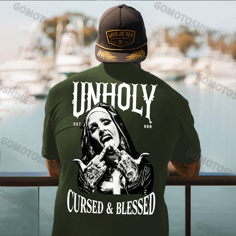 UNHOLY CURSED & BLESSED Defiant Nun Print Men's T-shirt Image - 2
