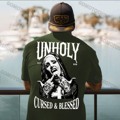 UNHOLY CURSED & BLESSED Defiant Nun Print Men's T-shirt Image - 2