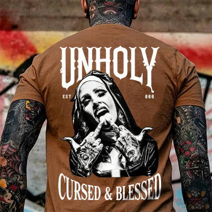 UNHOLY CURSED & BLESSED Defiant Nun Print Men's T-shirt Image - 10