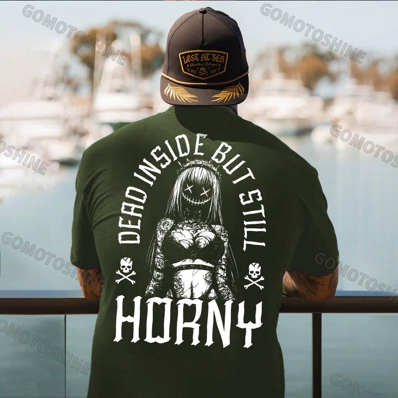 DEAD INSIDE BUT STILL HORNY Evil Girl Print Men's T-shirt Image - 2