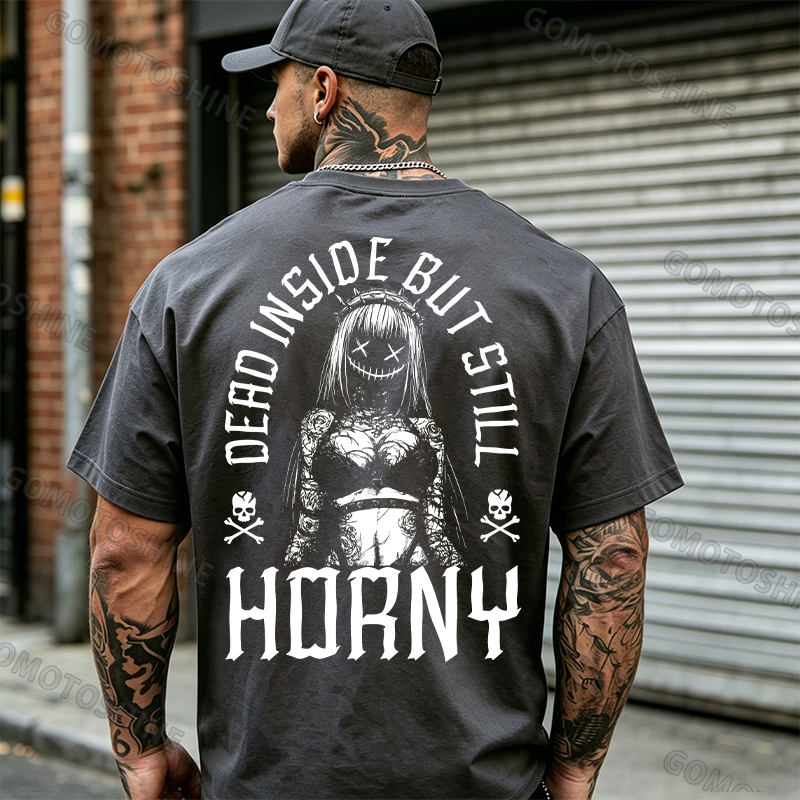 DEAD INSIDE BUT STILL HORNY Evil Girl Print Men's T-shirt Image - 3