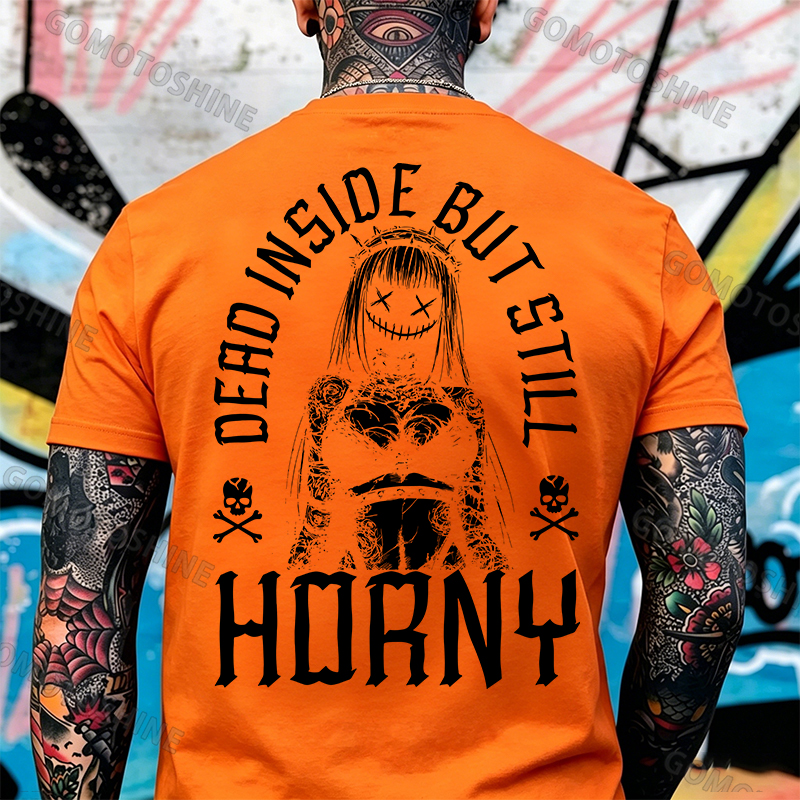 DEAD INSIDE BUT STILL HORNY Evil Girl Print Men's T-shirt Image - 4