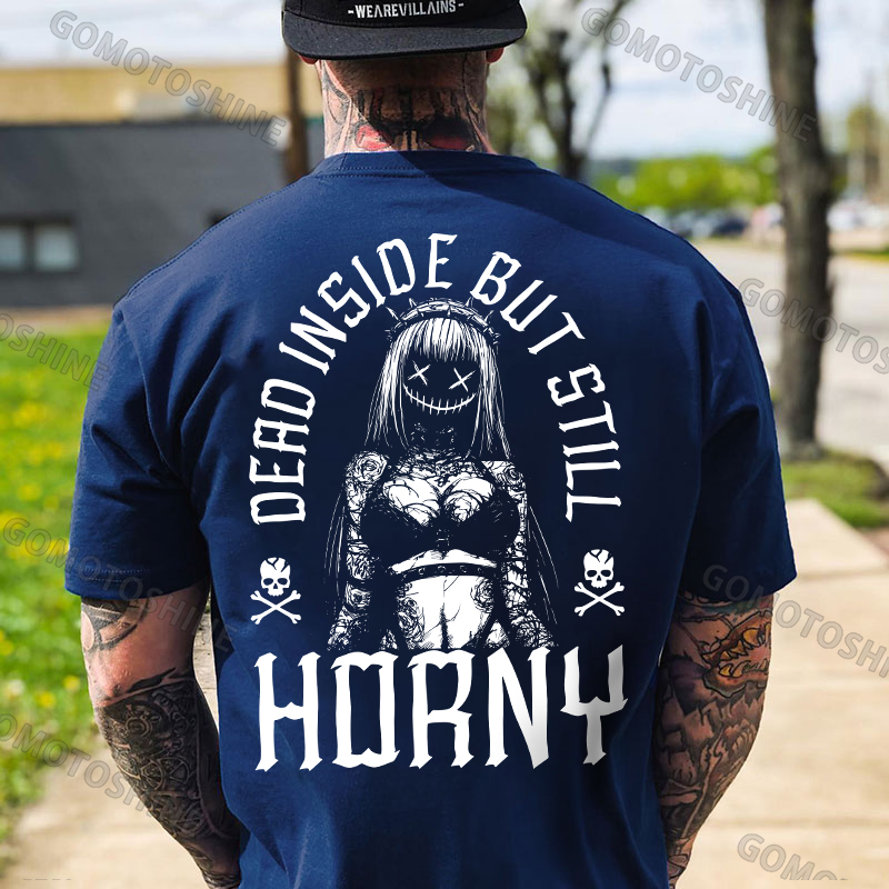 DEAD INSIDE BUT STILL HORNY Evil Girl Print Men's T-shirt Image - 6