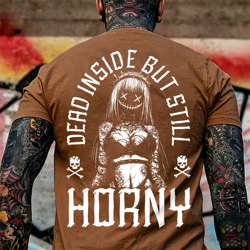 DEAD INSIDE BUT STILL HORNY Evil Girl Print Men's T-shirt Image - 5