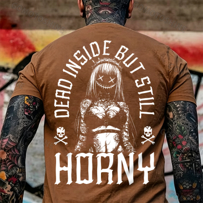 DEAD INSIDE BUT STILL HORNY Evil Girl Print Men's T-shirt Image - 5