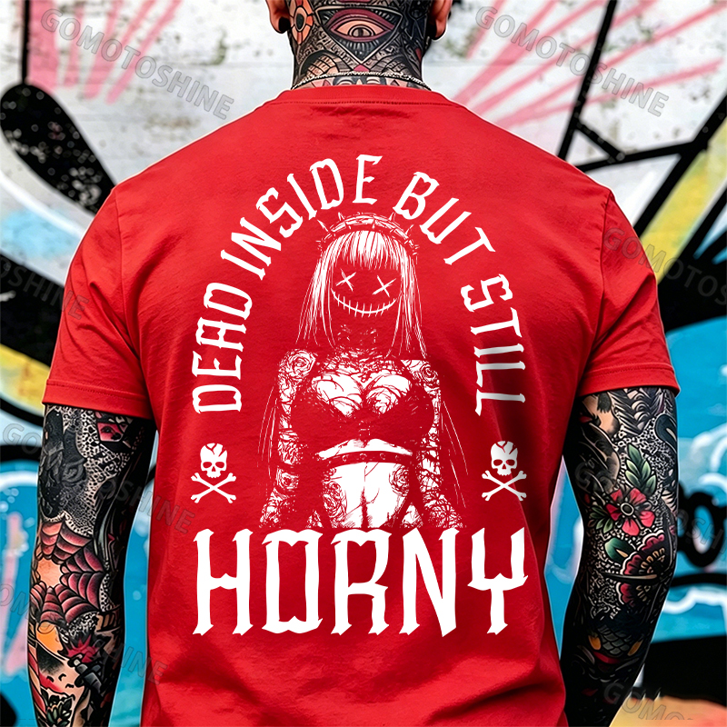 DEAD INSIDE BUT STILL HORNY Evil Girl Print Men's T-shirt Image - 7
