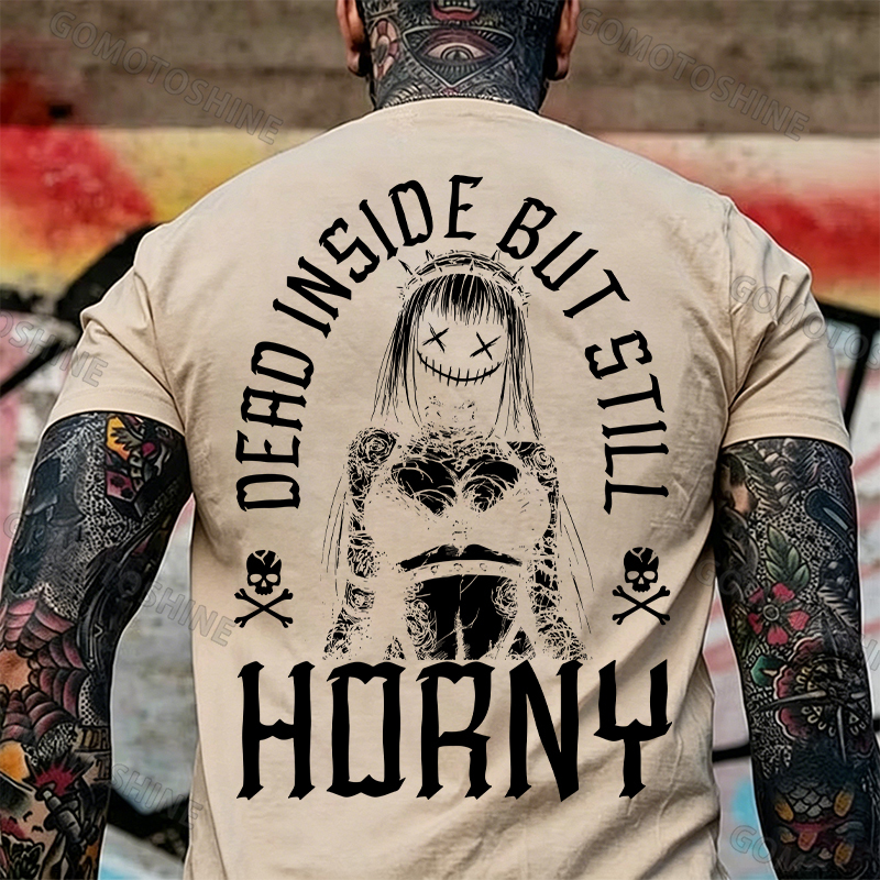 DEAD INSIDE BUT STILL HORNY Evil Girl Print Men's T-shirt Image - 8