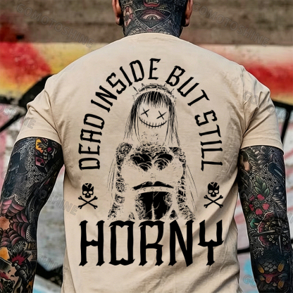 DEAD INSIDE BUT STILL HORNY Evil Girl Print Men's T-shirt Image - 8