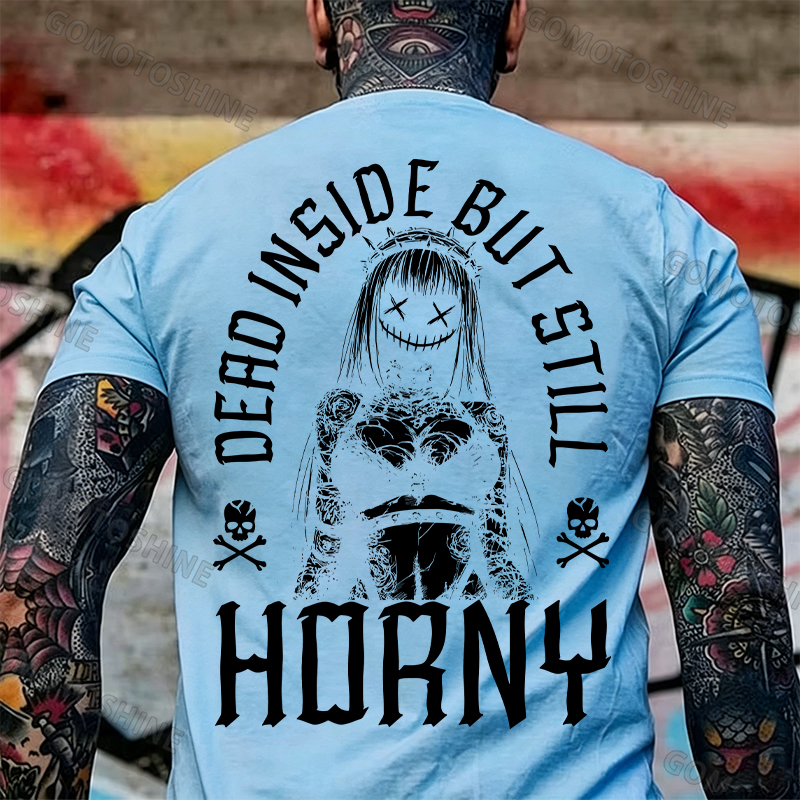 DEAD INSIDE BUT STILL HORNY Evil Girl Print Men's T-shirt Image - 11
