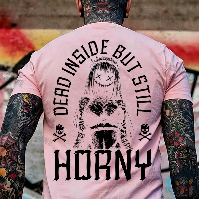 DEAD INSIDE BUT STILL HORNY Evil Girl Print Men's T-shirt Image - 9