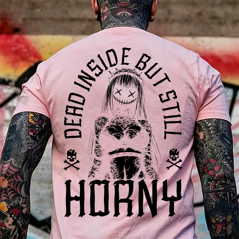 DEAD INSIDE BUT STILL HORNY Evil Girl Print Men's T-shirt Image - 9