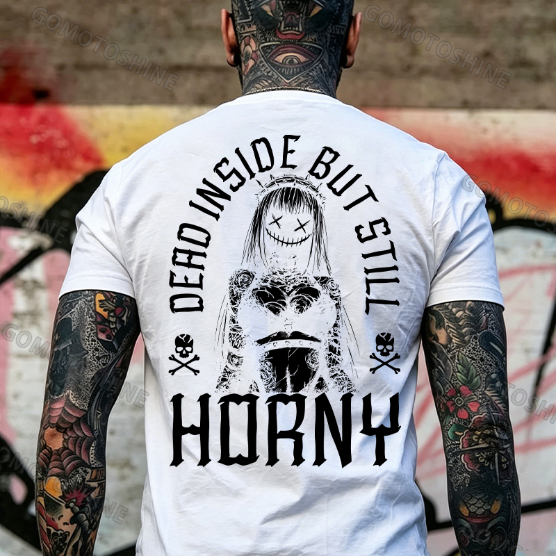 DEAD INSIDE BUT STILL HORNY Evil Girl Print Men's T-shirt Image - 10