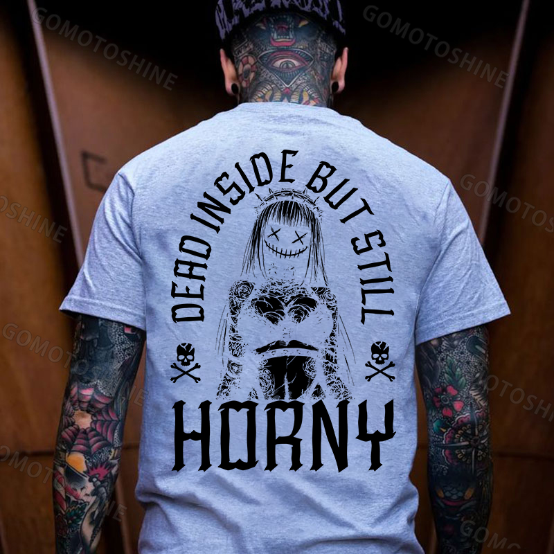 DEAD INSIDE BUT STILL HORNY Evil Girl Print Men's T-shirt Image - 12