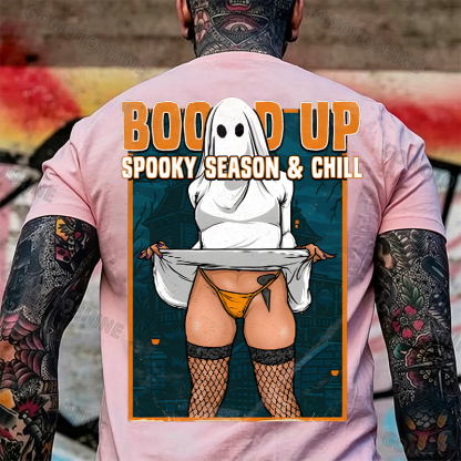 Boo'd Up Spooky Season And Chill Sexy Ghost Men's Graphic T-Shirt American Humor Funny Halloween Image - 6