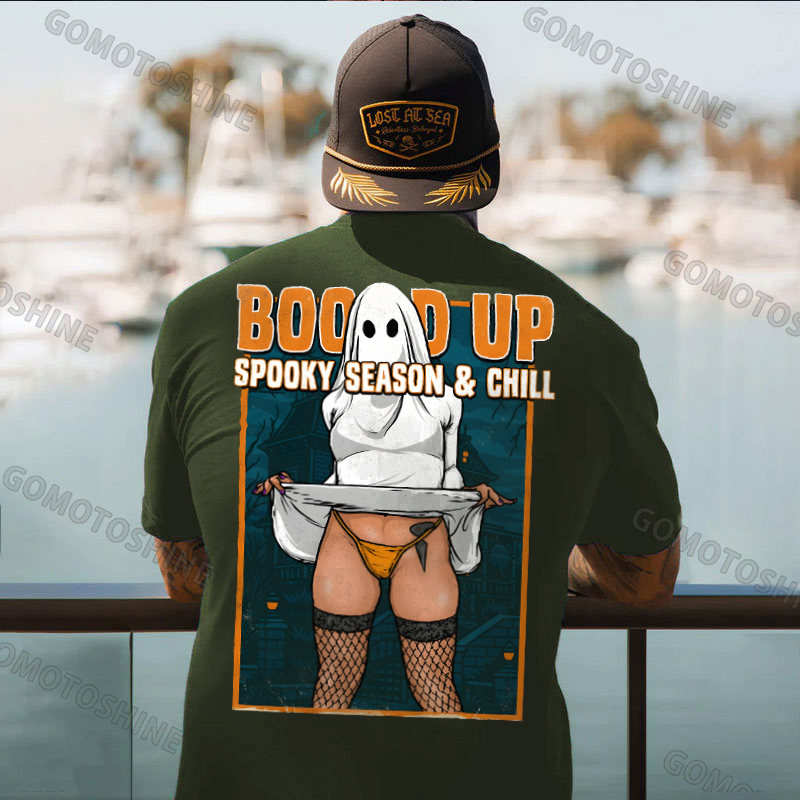 Boo'd Up Spooky Season And Chill Sexy Ghost Men's Graphic T-Shirt American Humor Funny Halloween Image - 13