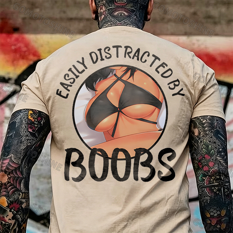 EASILY DISTRACTED BY BOOBS Anime Sexy Body Print Men's T-shirt Image - 4