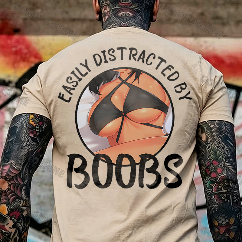 EASILY DISTRACTED BY BOOBS Anime Sexy Body Print Men's T-shirt Image - 4