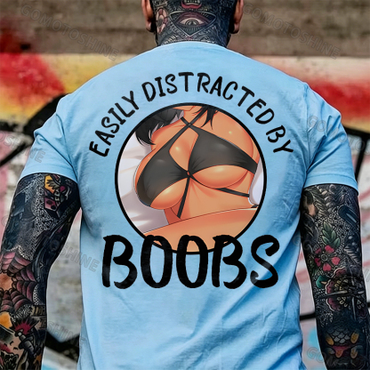 EASILY DISTRACTED BY BOOBS Anime Sexy Body Print Men's T-shirt Image - 6
