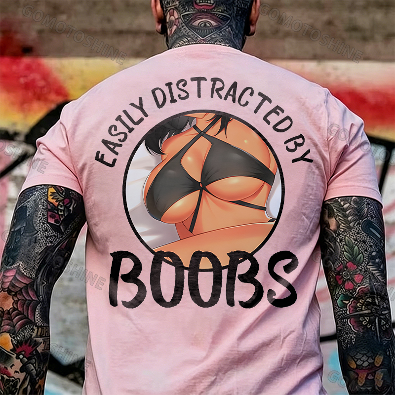 EASILY DISTRACTED BY BOOBS Anime Sexy Body Print Men's T-shirt Image - 9