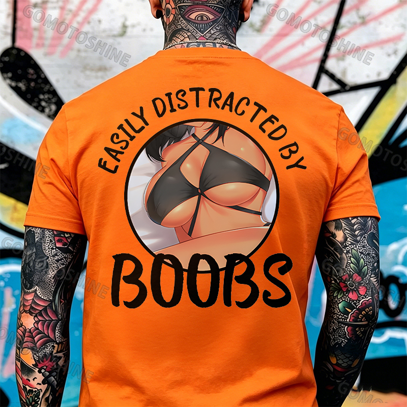 EASILY DISTRACTED BY BOOBS Anime Sexy Body Print Men's T-shirt Image - 13