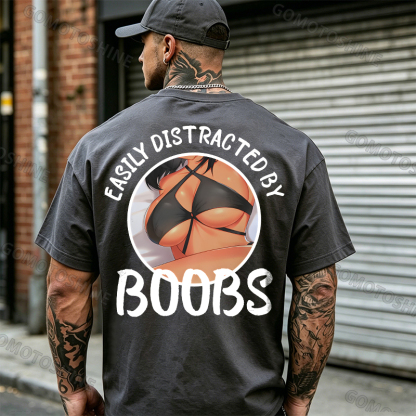 EASILY DISTRACTED BY BOOBS Anime Sexy Body Print Men's T-shirt Image - 15