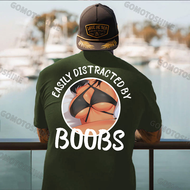 EASILY DISTRACTED BY BOOBS Anime Sexy Body Print Men's T-shirt Image - 17