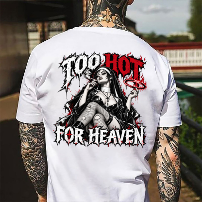 Too Hot For Heaven Smoking Nun Men's Graphic T-Shirt Gothic Dark Angel Edgy Chicano Image - 1