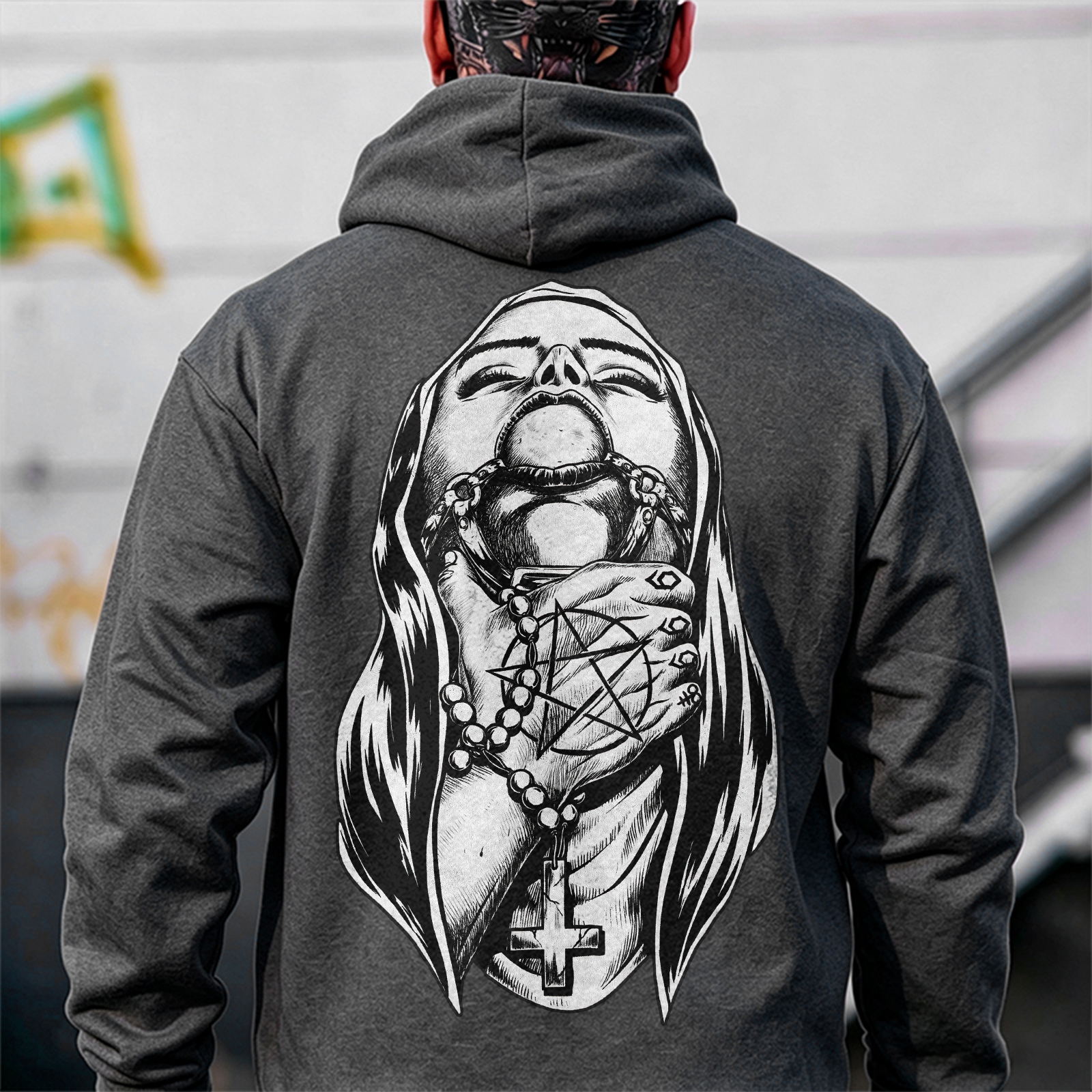 Chokehold Nun Bad Religion Dark Style Black Print Hoodie Image - 8