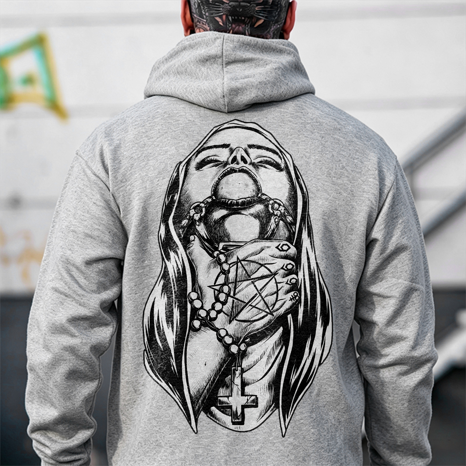 Chokehold Nun Bad Religion Dark Style Black Print Hoodie Image - 10