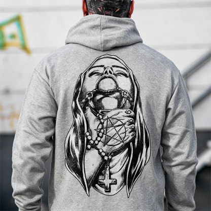 Chokehold Nun Bad Religion Dark Style Black Print Hoodie Image - 10