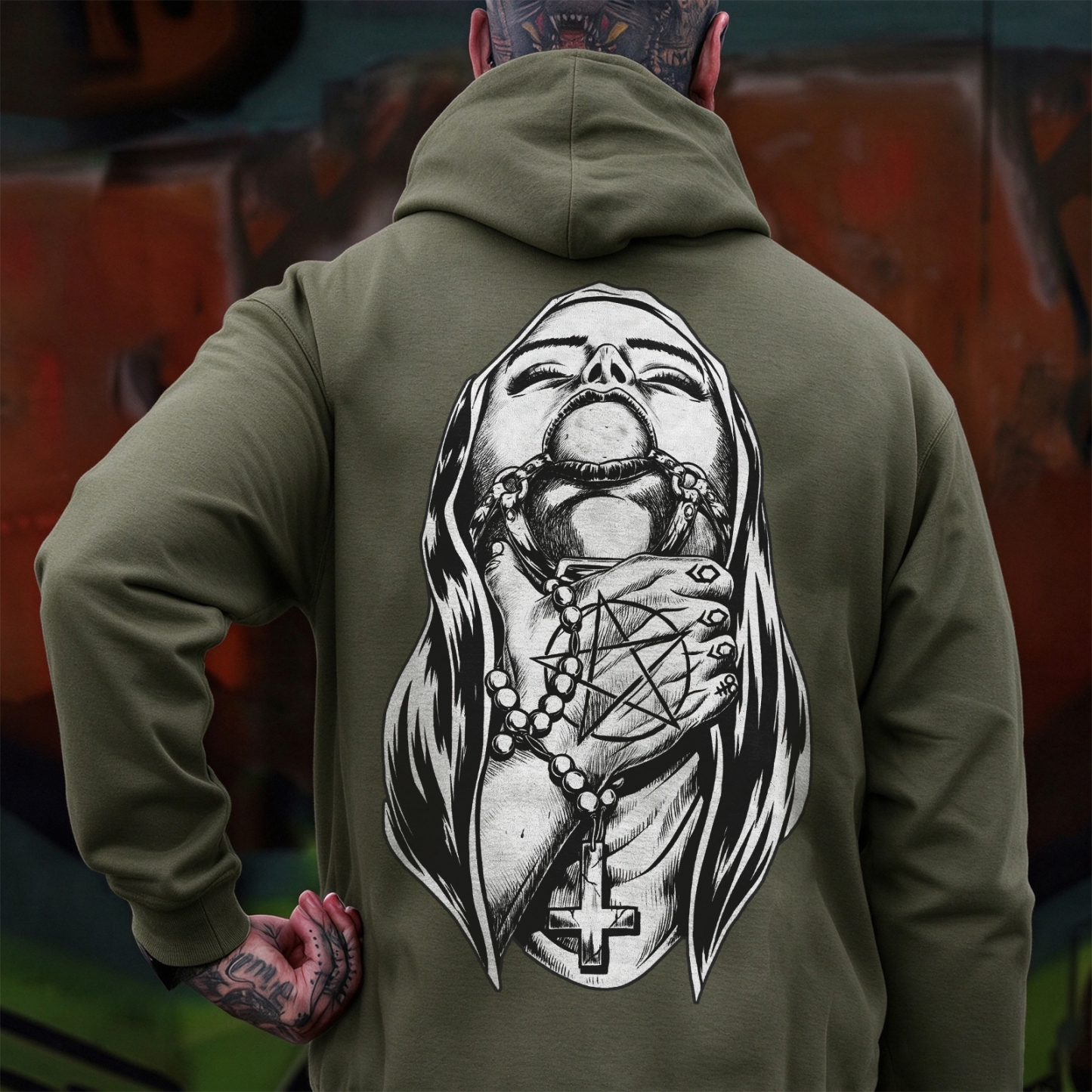 Chokehold Nun Bad Religion Dark Style Black Print Hoodie Image - 11