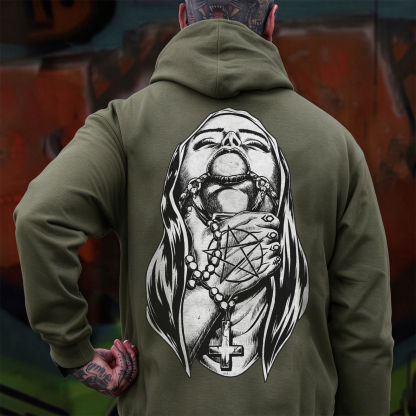 Chokehold Nun Bad Religion Dark Style Black Print Hoodie Image - 11