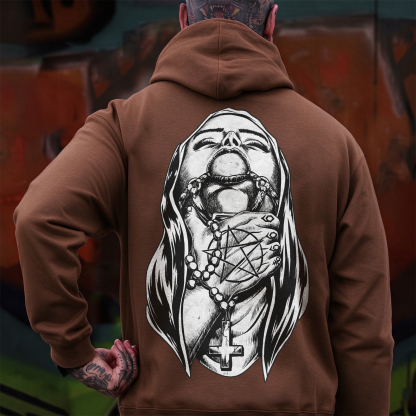 Chokehold Nun Bad Religion Dark Style Black Print Hoodie Image - 12