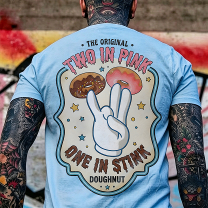 THE ORIGINAL TWO IN PINK ONE IN STINK DOUGHNUT Shocker Print Men's T-shirt Image - 16
