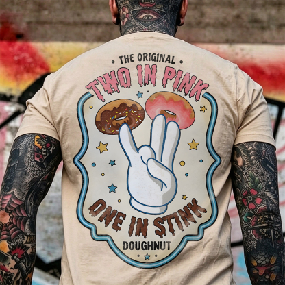 THE ORIGINAL TWO IN PINK ONE IN STINK DOUGHNUT Shocker Print Men's T-shirt Image - 13
