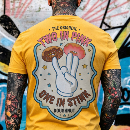 THE ORIGINAL TWO IN PINK ONE IN STINK DOUGHNUT Shocker Print Men's T-shirt Image - 22