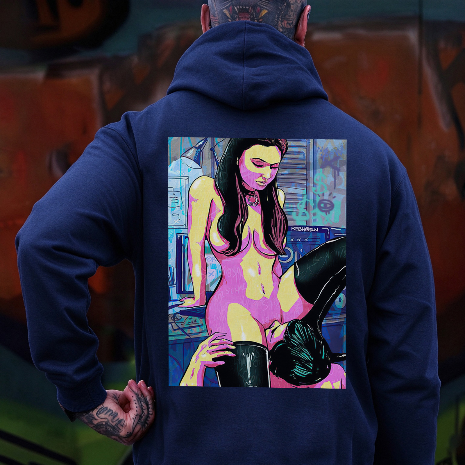 The Man Suck Naked Lady Print Men's Hoodie Image - 8