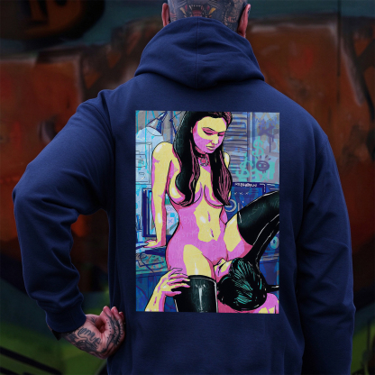 The Man Suck Naked Lady Print Men's Hoodie Image - 8