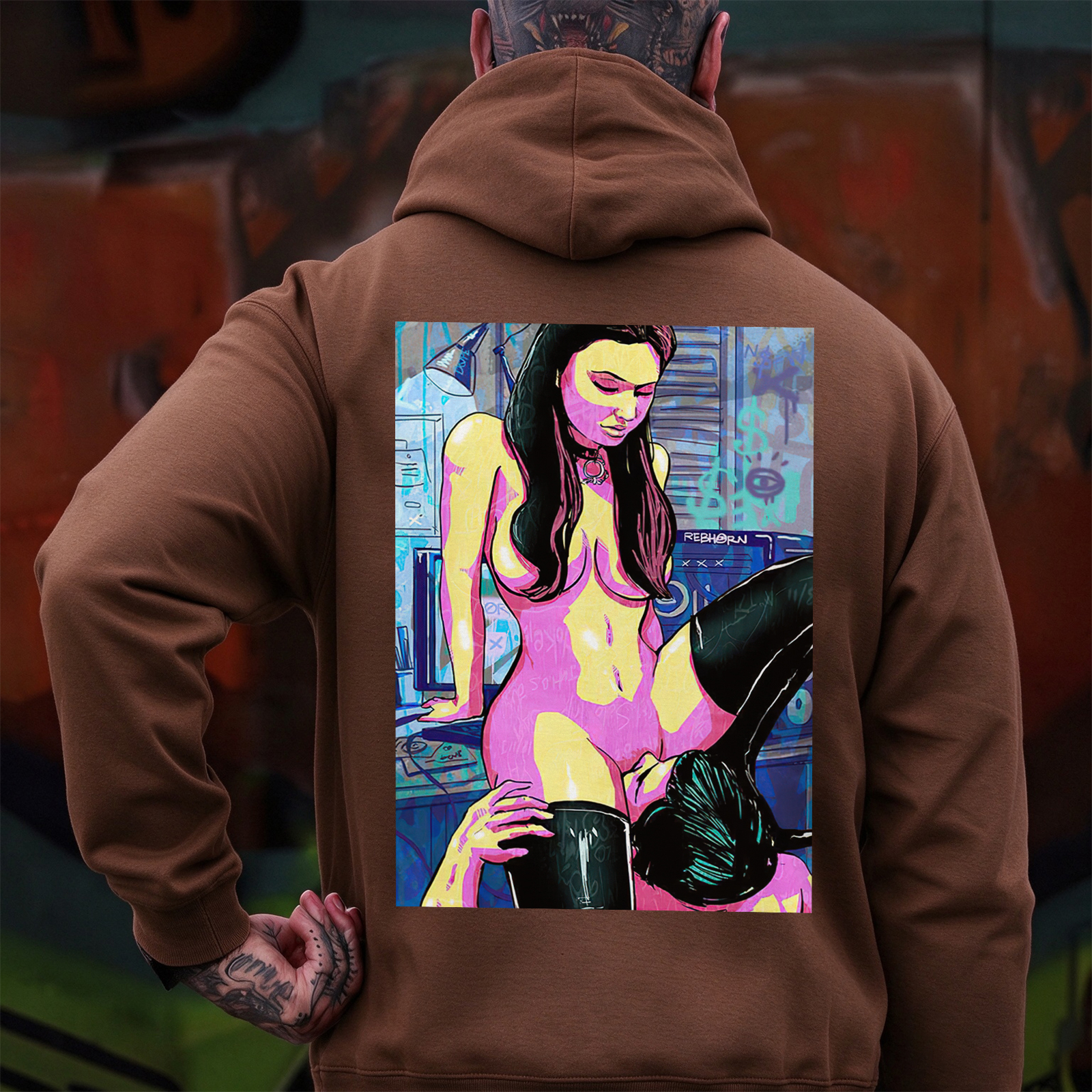 The Man Suck Naked Lady Print Men's Hoodie Image - 9