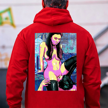 The Man Suck Naked Lady Print Men's Hoodie Image - 5