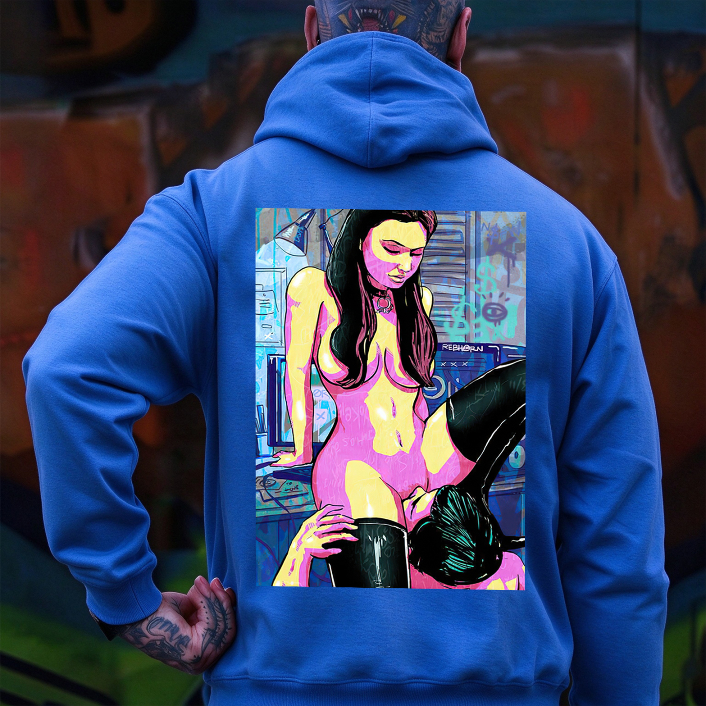 The Man Suck Naked Lady Print Men's Hoodie Image - 7