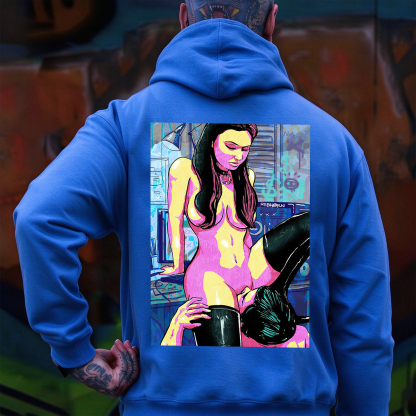 The Man Suck Naked Lady Print Men's Hoodie Image - 7