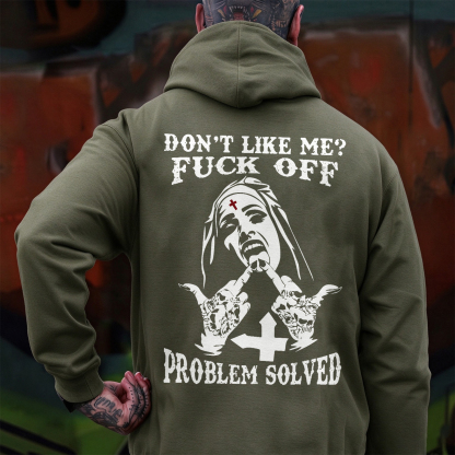 DON'T LIKE ME F*CK OFF Nun Black Print Hoodie Image - 10