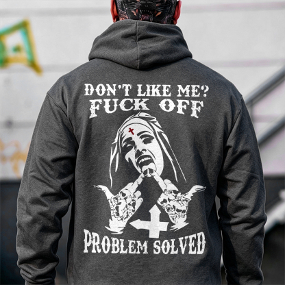 DON'T LIKE ME F*CK OFF Nun Black Print Hoodie Image - 11